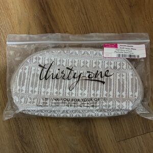 Thirty-One White and beige Cosmetic Pouch